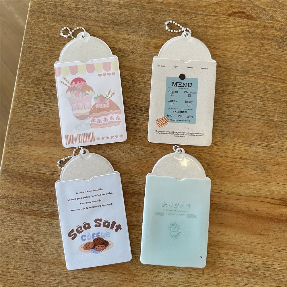 Chic Coffee Waffle Strawberry Kpop Keychain Photocard Holder - ArtGalleryZen
