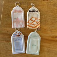 Thumbnail for Chic Coffee Waffle Strawberry Kpop Keychain Photocard Holder - ArtGalleryZen