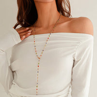 Thumbnail for Chic Colorful Crystal Long Chain Y Necklace