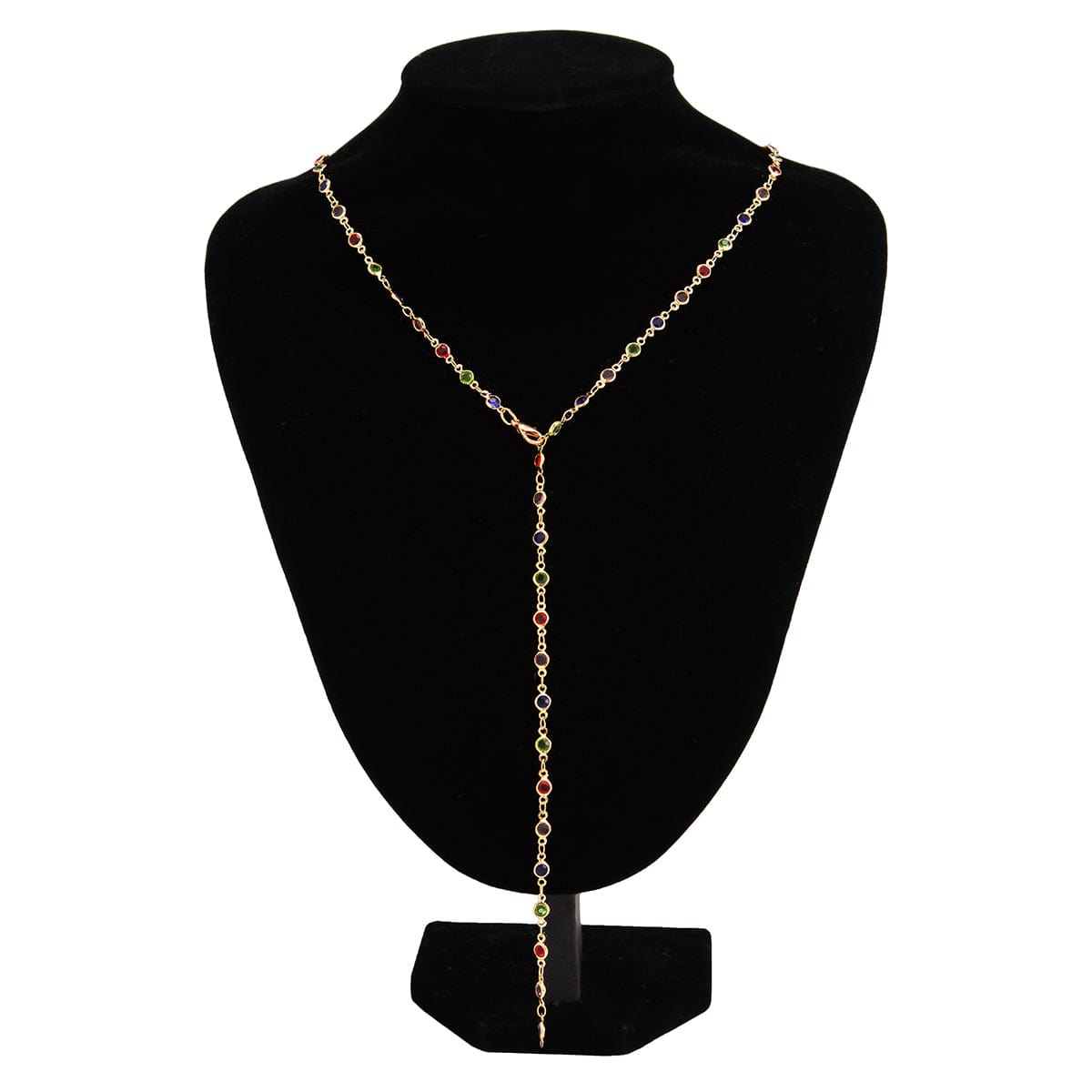 Chic Colorful Crystal Long Chain Y Necklace