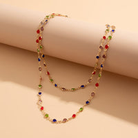 Thumbnail for Chic Colorful Crystal Long Chain Y Necklace