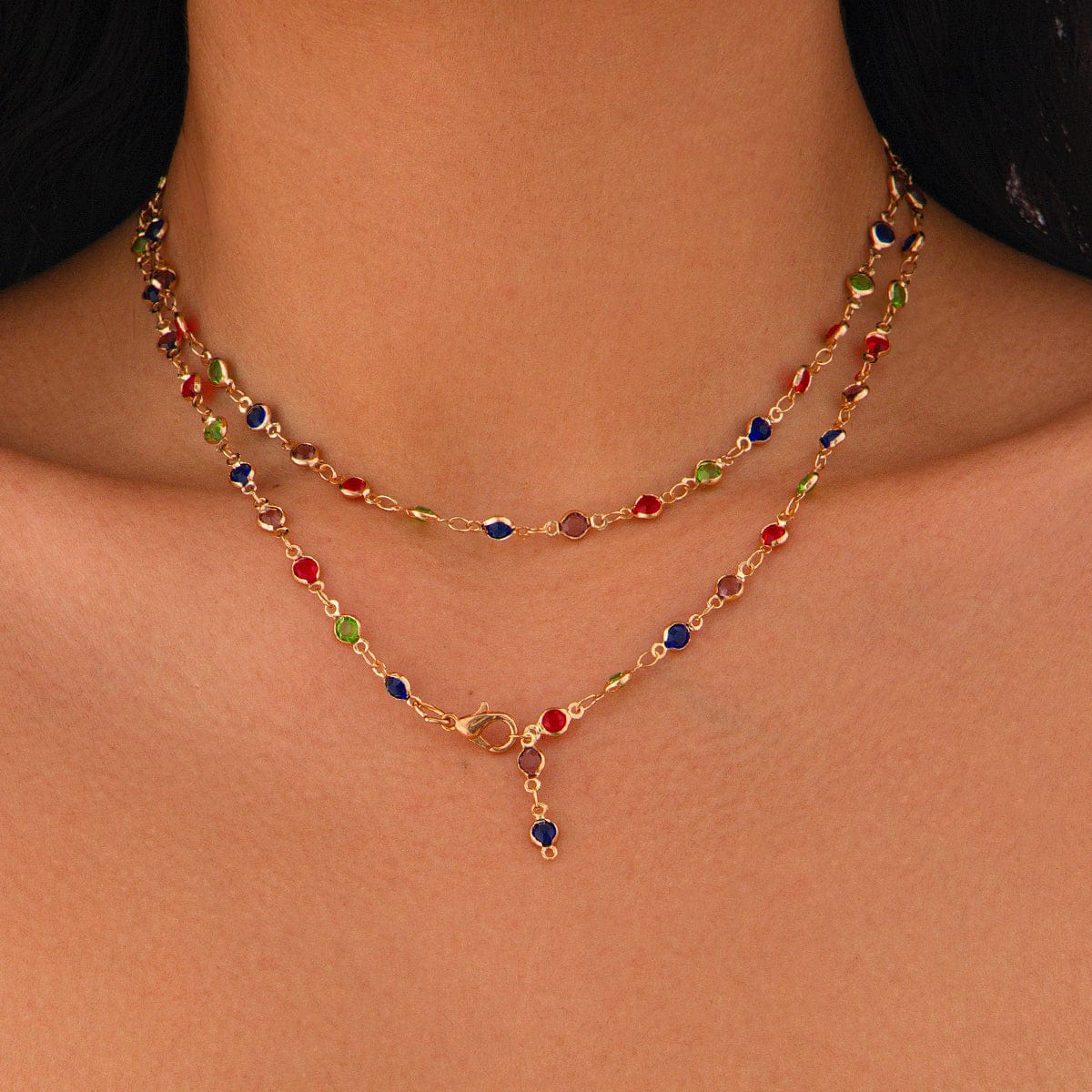 Chic Colorful Crystal Long Chain Y Necklace