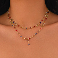 Thumbnail for Chic Colorful Crystal Long Chain Y Necklace