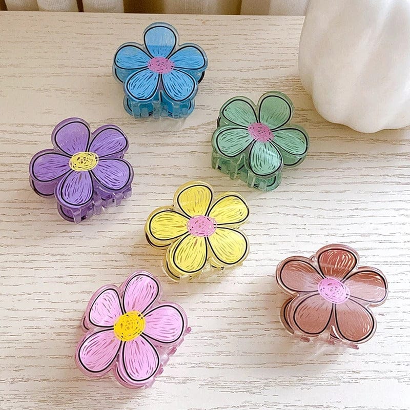 Chic Colorful Hand-drawn Painting Flower Hair Claw Clip - ArtGalleryZen
