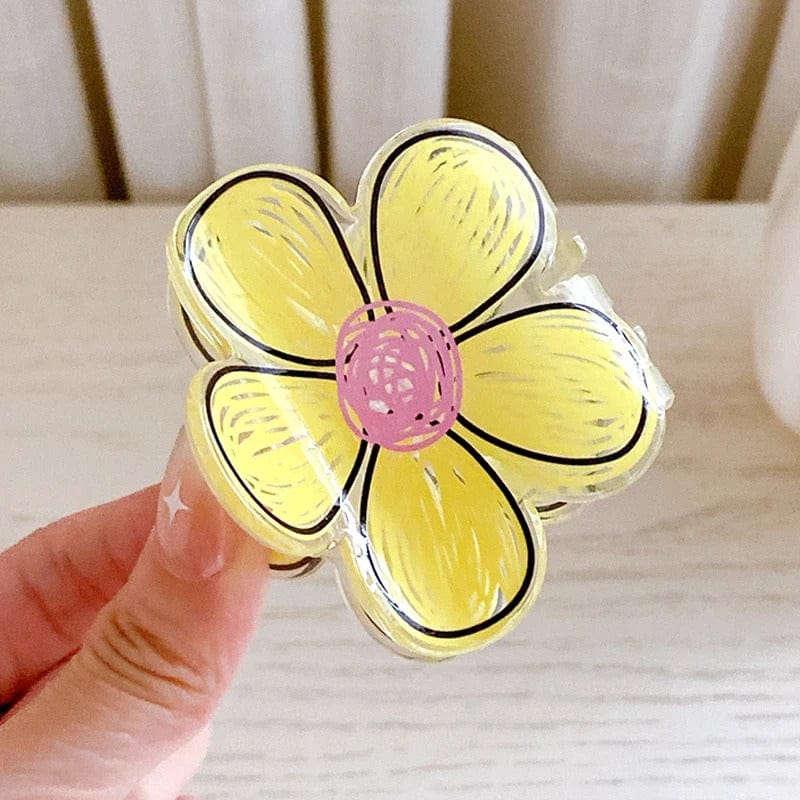 Chic Colorful Hand-drawn Painting Flower Hair Claw Clip - ArtGalleryZen