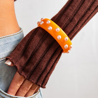 Thumbnail for Chic Colorful Pearl Resin Bangle Bracelet - ArtGalleryZen
