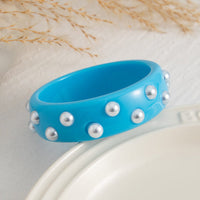 Thumbnail for Chic Colorful Pearl Resin Bangle Bracelet - ArtGalleryZen