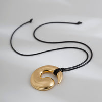 Thumbnail for Chic Comma Shaped Pendant Wax Cord String Necklace