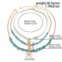 Thumbnail for Chic Conch Starfish Pendant Turquoise Polymer Clay Chain Necklace Set - ArtGalleryZen