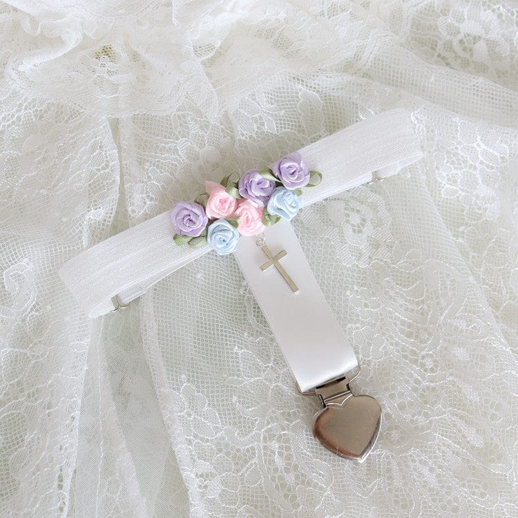 Chic Cross Angel Wings Heart Rosebud Elastic Thigh Leg Garter Belts - ArtGalleryZen