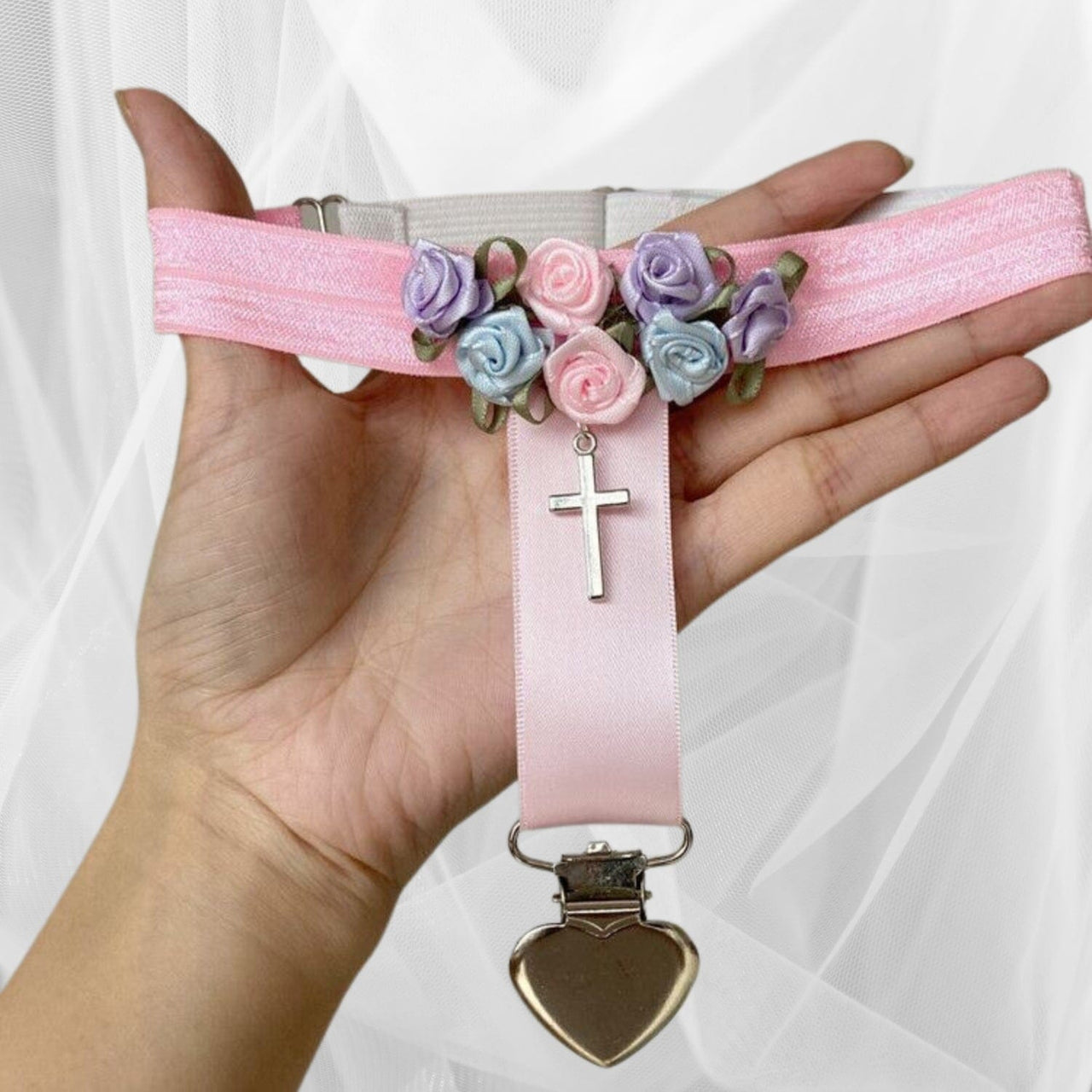 Chic Cross Angel Wings Heart Rosebud Elastic Thigh Leg Garter Belts - Gothic Jewelry White Rose Heart Chic Cross Angel Wings Heart Rosebud Elastic Thigh Leg Garter Belts - Gothic Jewelry White Rose Heart