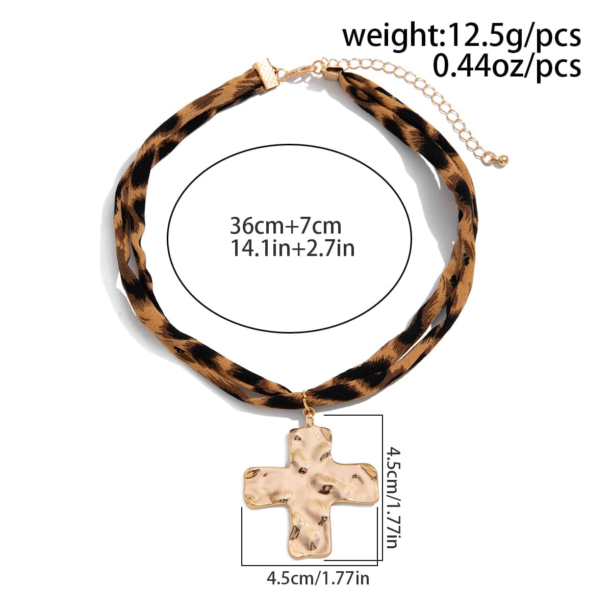 Chic Cross Pendant Leopard Choker Necklace - ArtGalleryZen