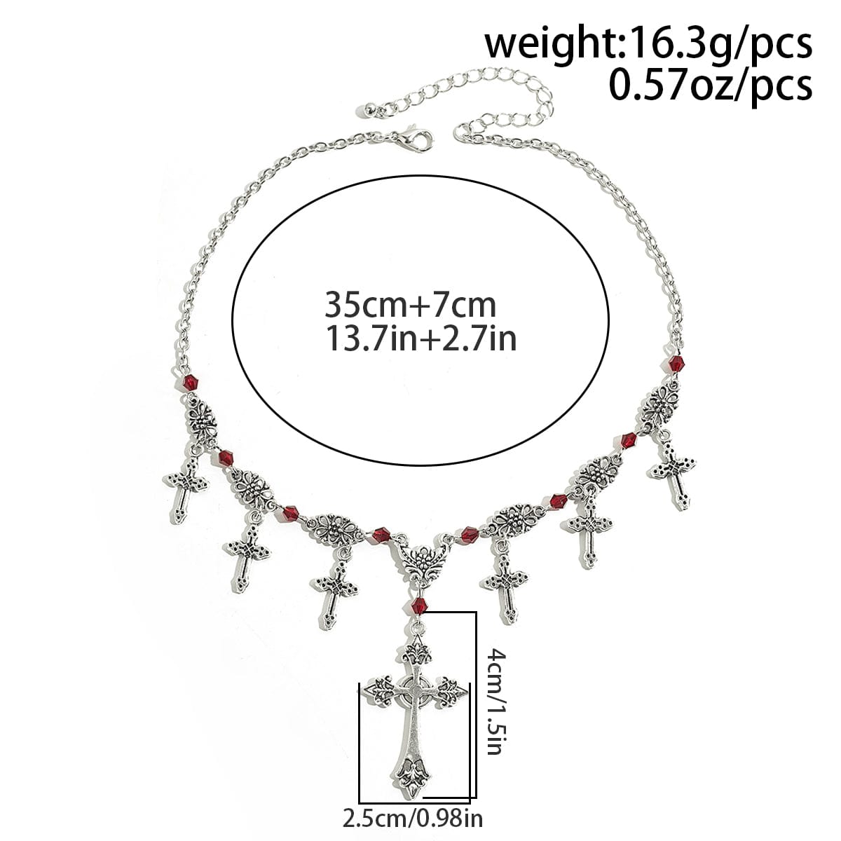 Chic Crystal Charm Antique Cross Tassel Necklace - ArtGalleryZen