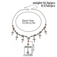 Thumbnail for Chic Crystal Charm Antique Cross Tassel Necklace - ArtGalleryZen