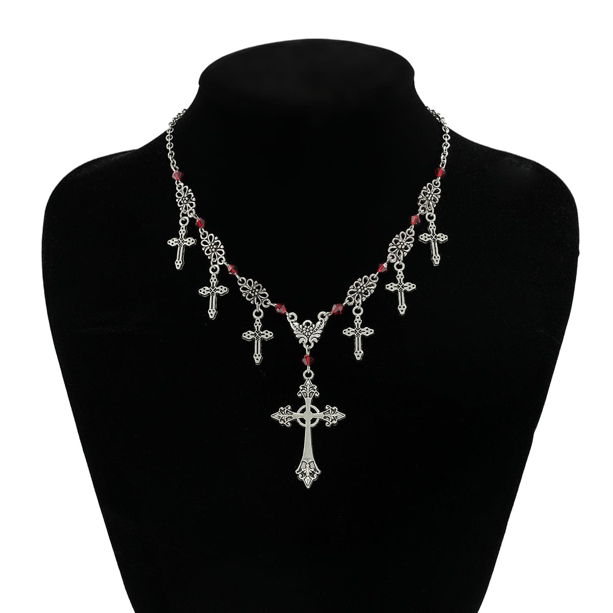 Chic Crystal Charm Antique Cross Tassel Necklace - ArtGalleryZen