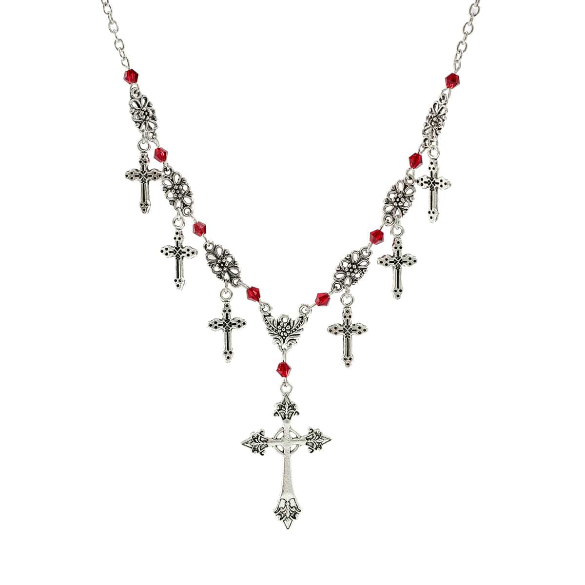 Chic Crystal Charm Antique Cross Tassel Necklace - ArtGalleryZen