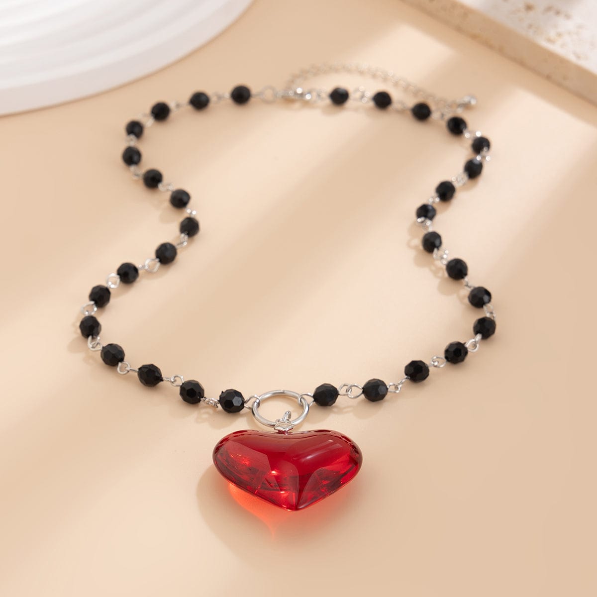 Chic Crystal Heart Pendant Ball Chain Necklace