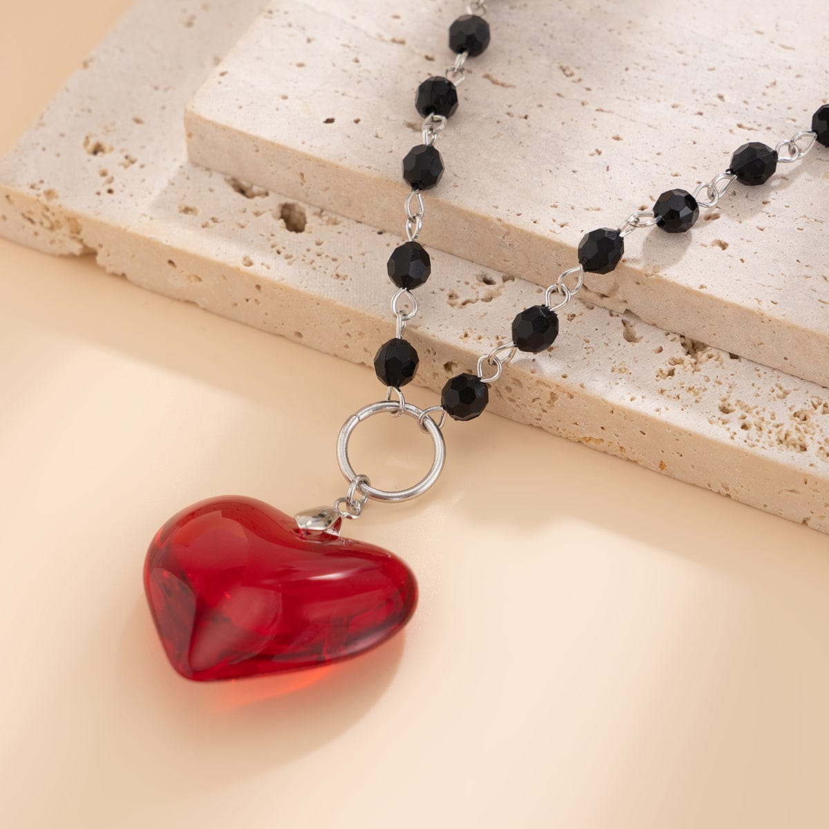 Chic Crystal Heart Pendant Ball Chain Necklace