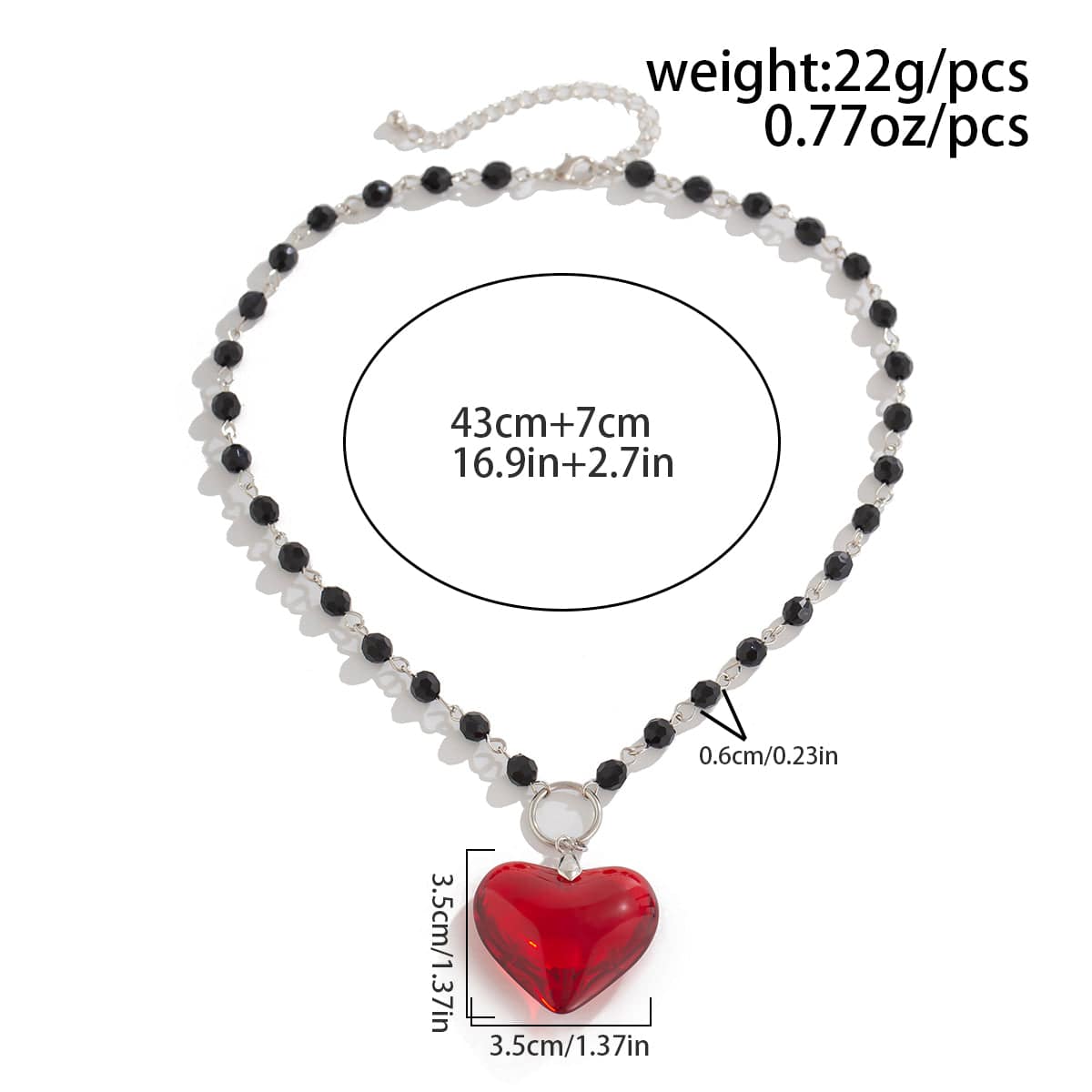 Chic Crystal Heart Pendant Ball Chain Necklace