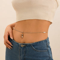 Thumbnail for Chic Crystal Inlaid Pearl Charm Navel Piercing Belly Chain