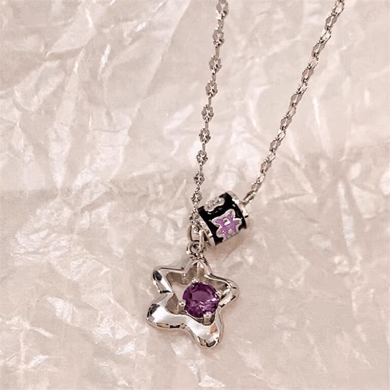 Chic Crystal Inlaid Star Charm Necklace - ArtGalleryZen