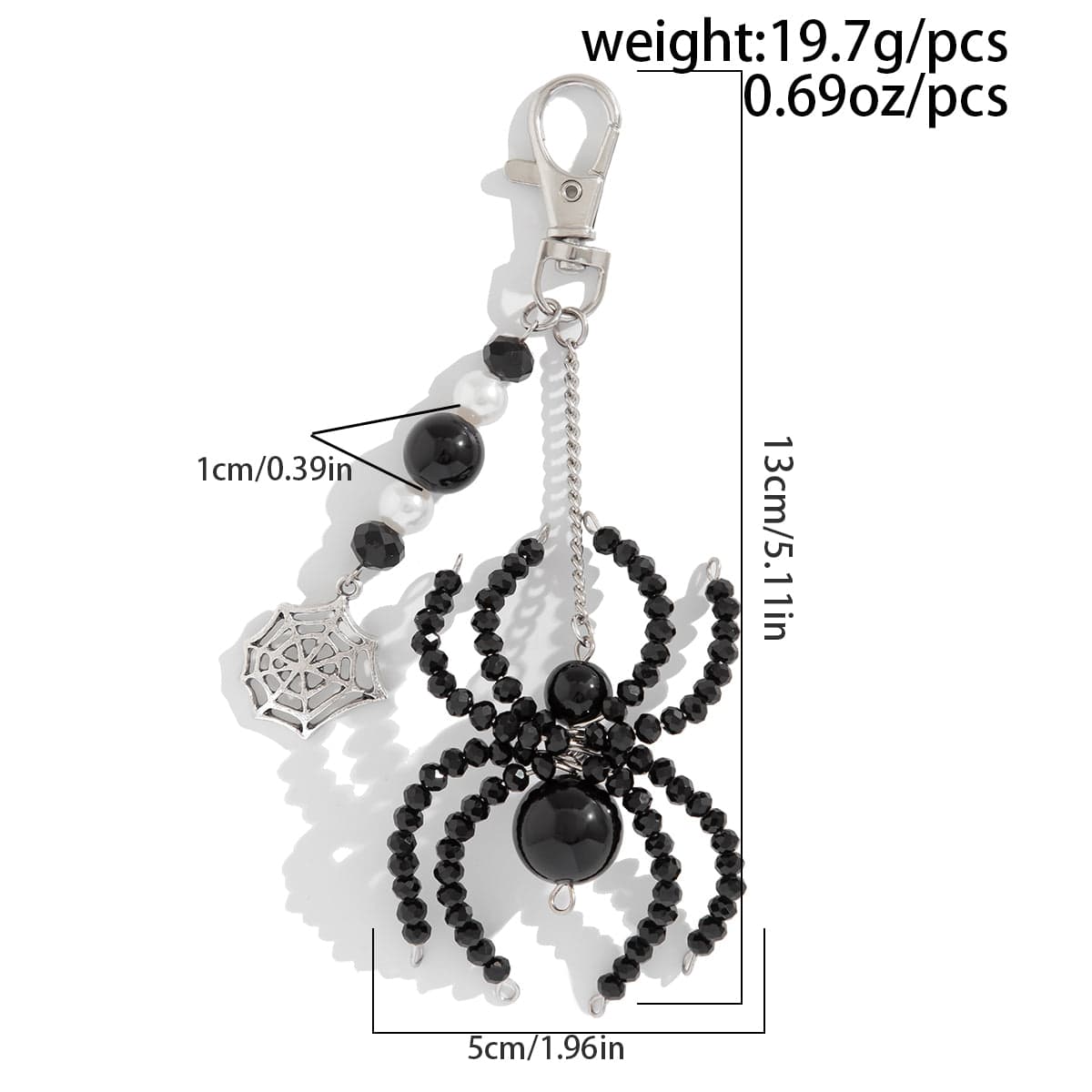 Chic Crystal Pearl Beaded Spider Keychain