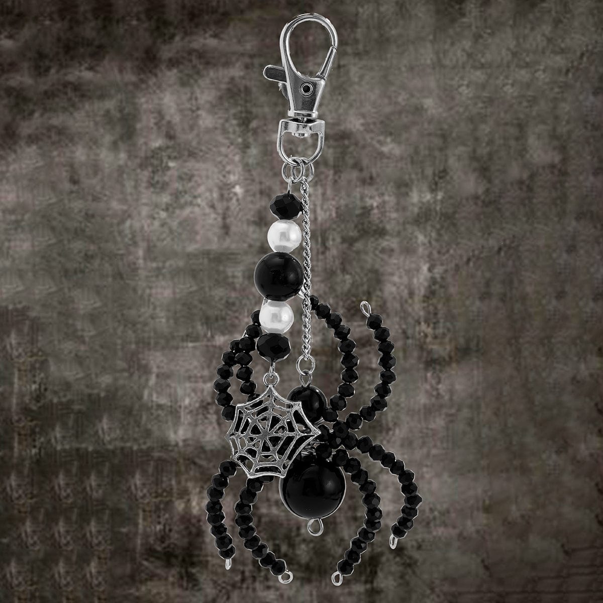 Chic Crystal Pearl Beaded Spider Keychain