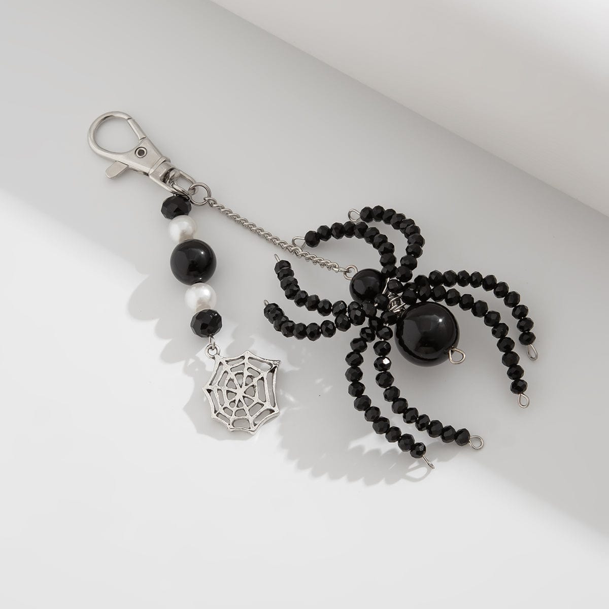 Chic Crystal Pearl Beaded Spider Keychain