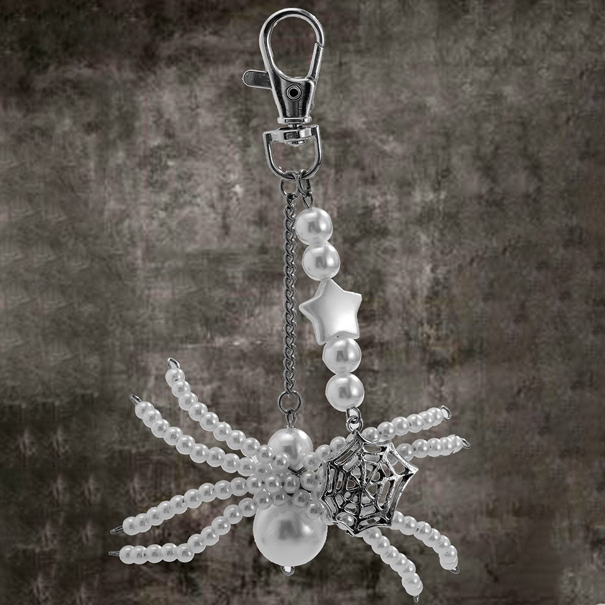 Chic Crystal Pearl Beaded Spider Keychain