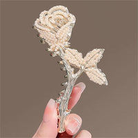 Thumbnail for Chic Crystal Pearl Inlaid Rose Chignon Claw Clip Hair Clip - ArtGalleryZen