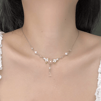 Thumbnail for Chic Crystal Pendant Floral Seed Beaded Chain Choker Necklace