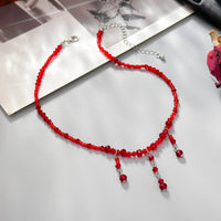 Thumbnail for Chic Crystal Tassel Blood Drop Choker Necklace - ArtGalleryZen