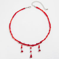 Thumbnail for Chic Crystal Tassel Blood Drop Choker Necklace - ArtGalleryZen