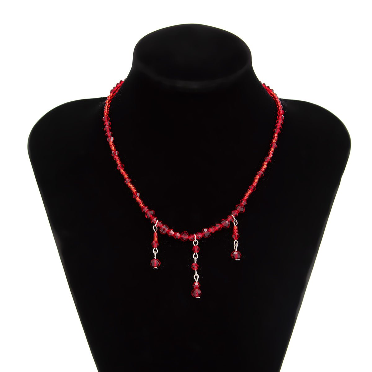 Chic Crystal Tassel Blood Drop Choker Necklace - ArtGalleryZen