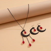 Thumbnail for Chic Crystal Tassel Moon Charm Necklace Earrings Set - ArtGalleryZen