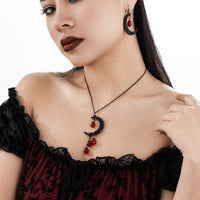 Thumbnail for Chic Crystal Tassel Moon Charm Necklace Earrings Set - ArtGalleryZen