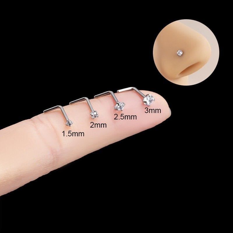 Chic Cubic Zirconia Titanium Nose Piercing Nose Stud - ArtGalleryZen