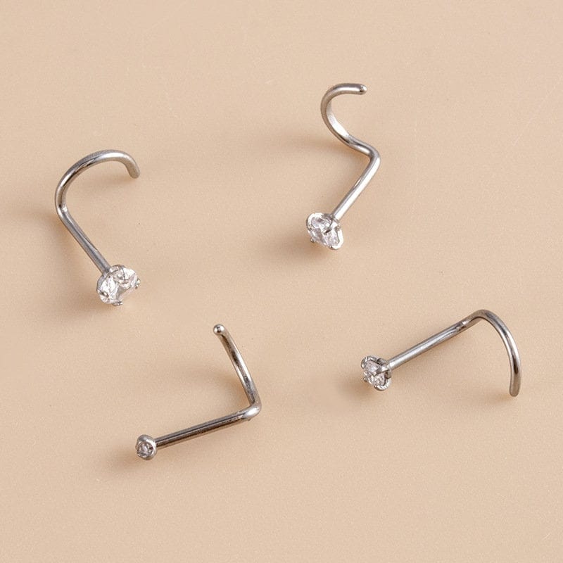 Chic Cubic Zirconia Titanium Nose Piercing Nose Stud - ArtGalleryZen