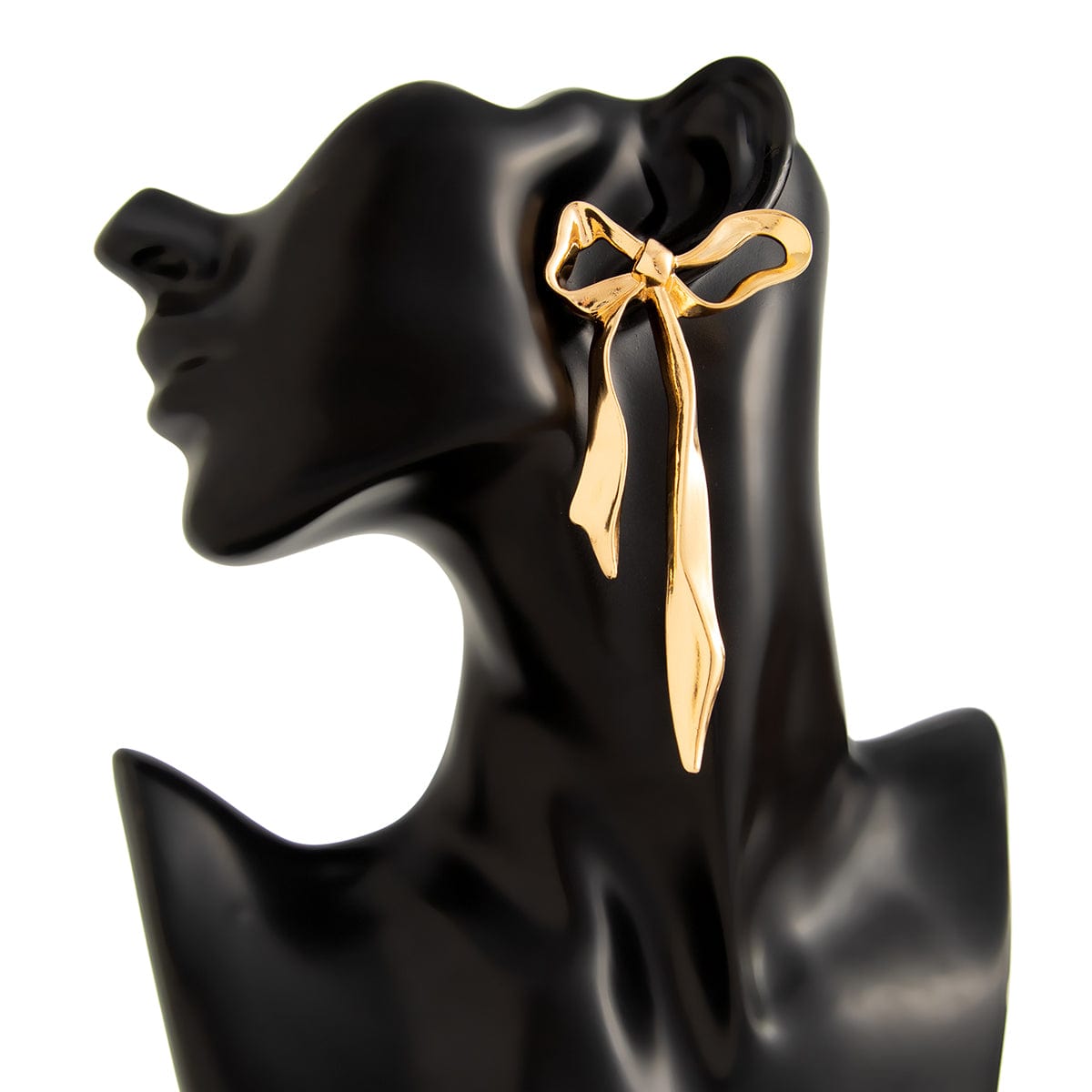 Chic Curved Ribbon Bowknot Stud Earrings - ArtGalleryZen