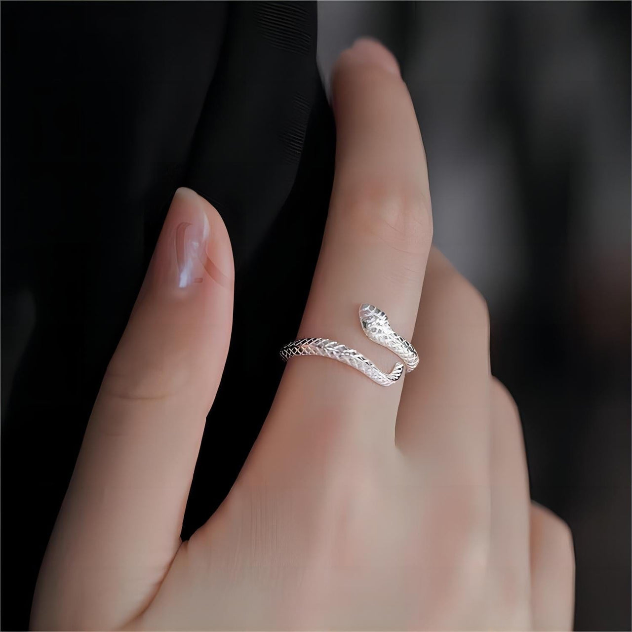 Chic CZ Inlaid Adjustable Snake Ring - ArtGalleryZen