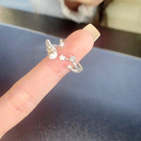Thumbnail for Chic CZ Inlaid Angel Wing Star Open Ring - ArtGalleryZen