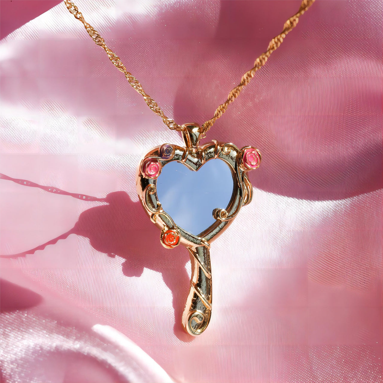 Chic CZ Inlaid Barbie Magic Mirror Necklace - ArtGalleryZen