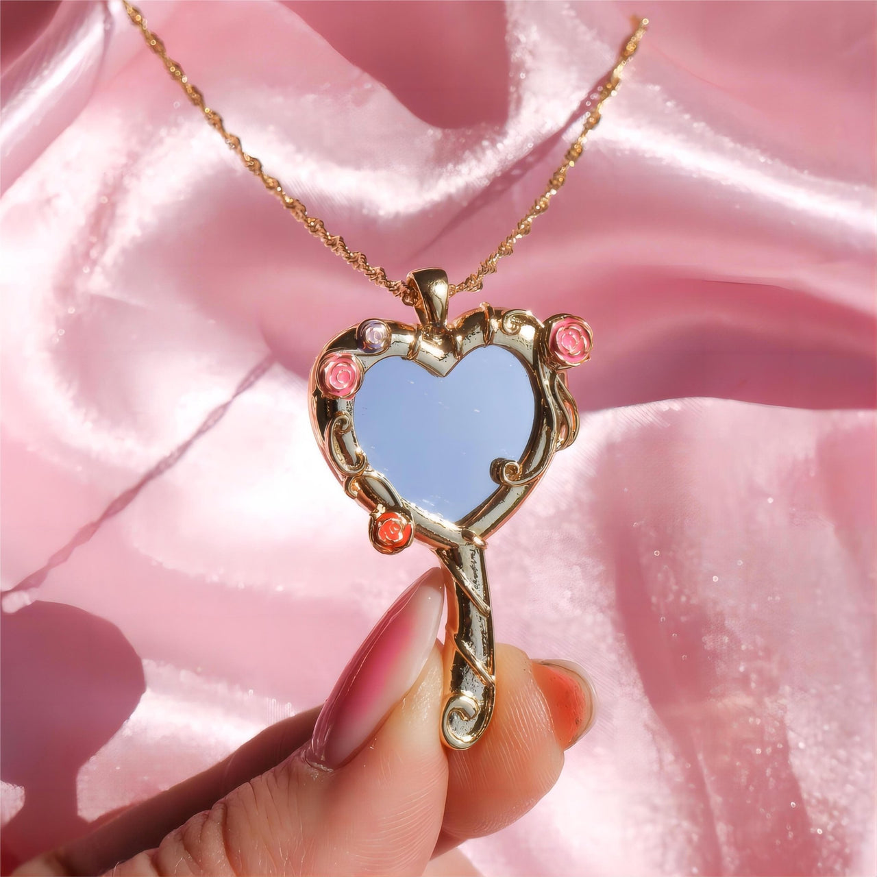 Chic CZ Inlaid Barbie Magic Mirror Necklace - ArtGalleryZen