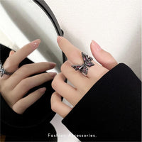 Thumbnail for Chic CZ Inlaid Black Butterfly Ring - ArtGalleryZen
