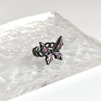 Thumbnail for Chic CZ Inlaid Black Butterfly Ring - ArtGalleryZen