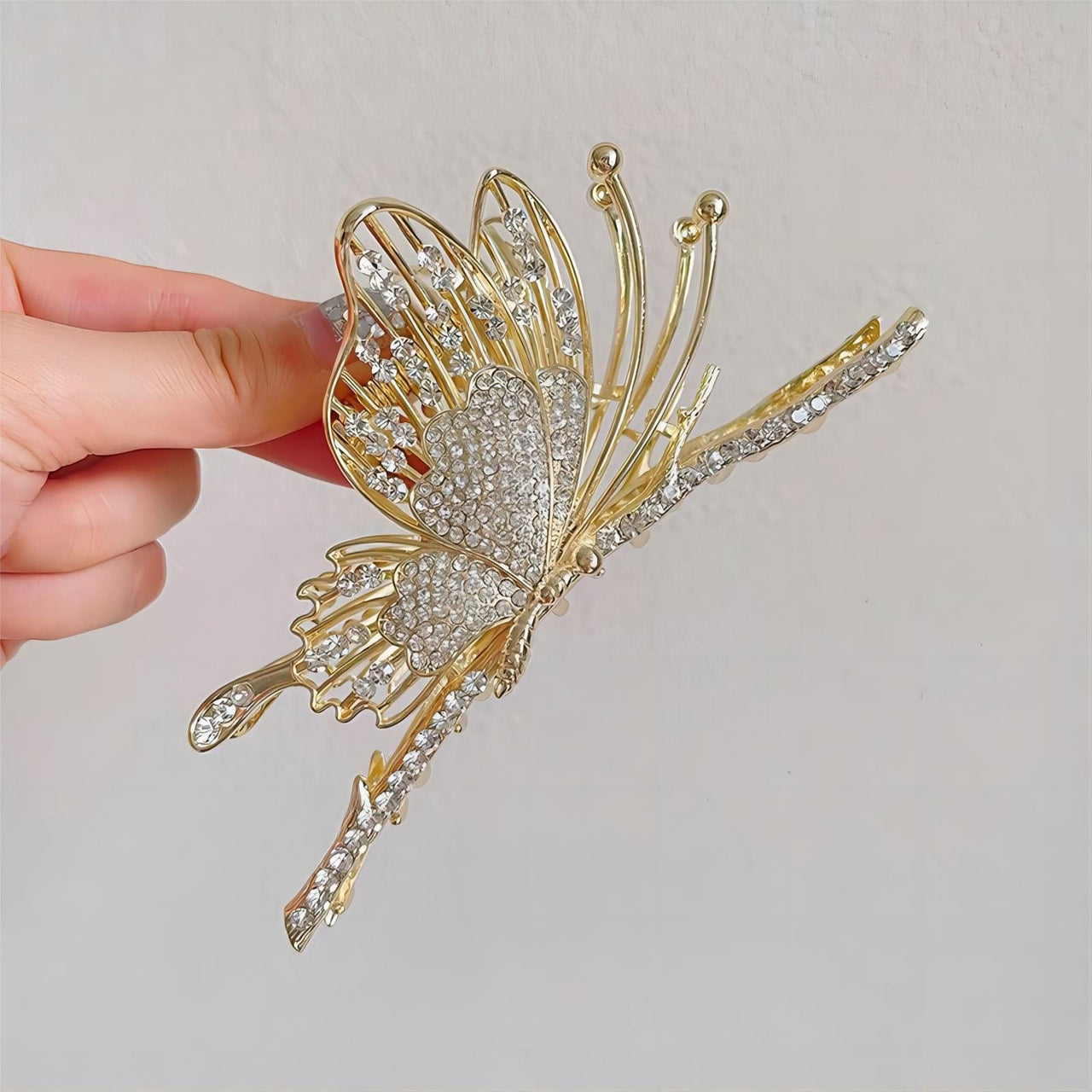 Chic CZ Inlaid Butterfly Chignon Claw Clip Hair Clip - ArtGalleryZen
