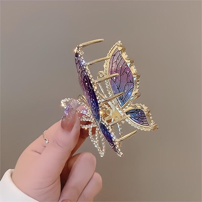 Chic CZ Inlaid Butterfly Chignon Claw Clip Hair Clip - ArtGalleryZen