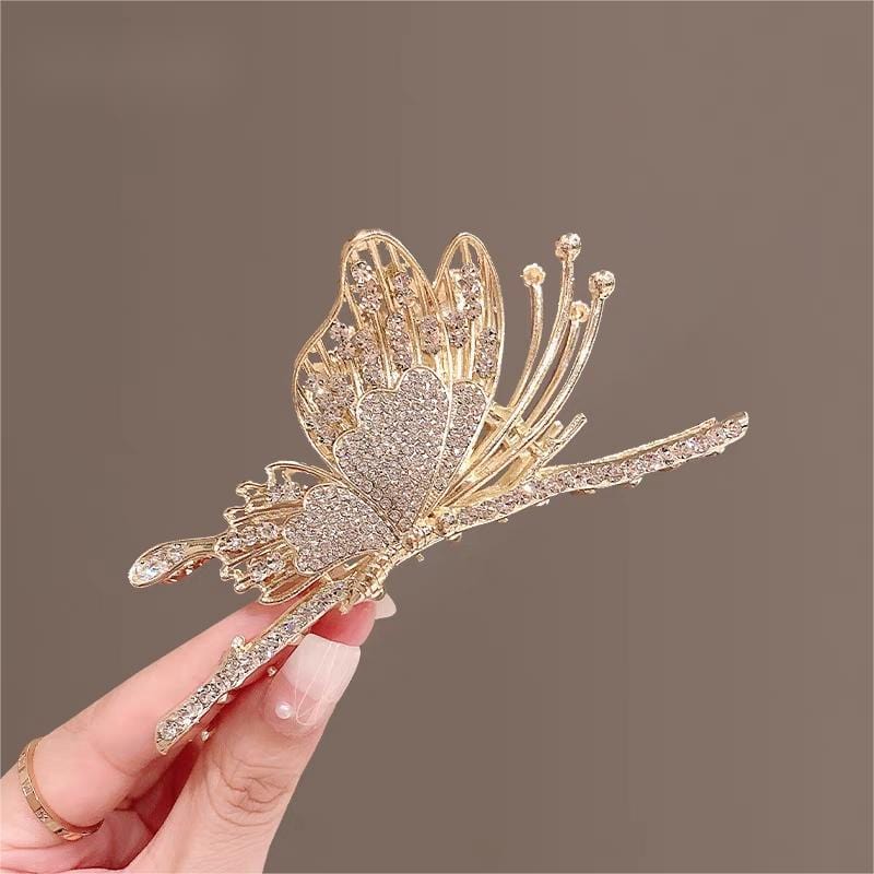 Chic CZ Inlaid Butterfly Chignon Claw Clip Hair Clip - ArtGalleryZen