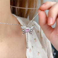Thumbnail for Chic CZ Inlaid Butterfly Heart Necklace - ArtGalleryZen