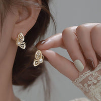 Thumbnail for Chic CZ Inlaid Butterfly Pearl Earrings - ArtGalleryZen